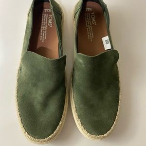toms green suede espadrilles sunset pine